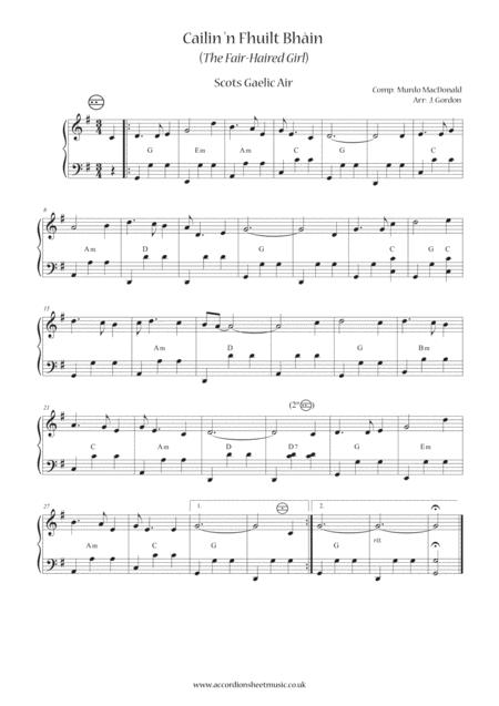 Cailin N Fhuilt Bhin The Fair Haired Girl Sheet Music