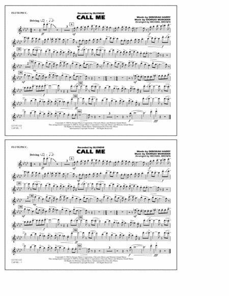 Call Me Arr Michael Brown Flute Piccolo Sheet Music