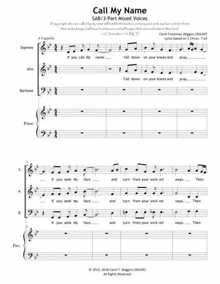 Call My Name Sab Sheet Music