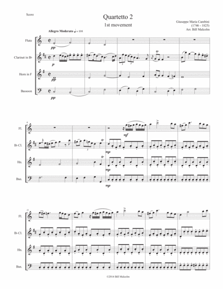 Free Sheet Music Cambini Quartet 2 For Wind Quartet