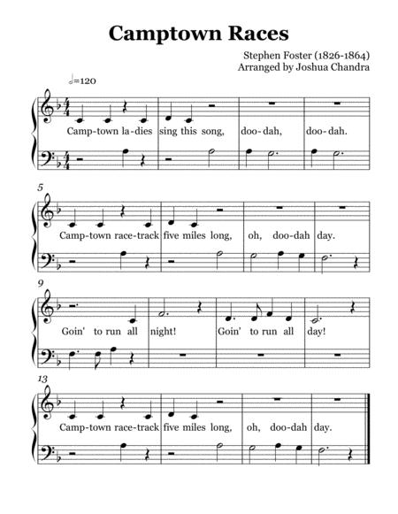 Camptown Races Easy Piano Sheet Music