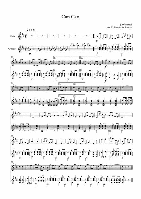 Can Can Jacques Offenbach For Flute Guitar Sheet Music