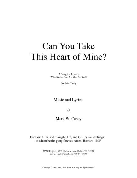 Free Sheet Music Can You Take This Heart Of Mine