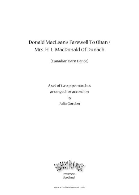 Free Sheet Music Canadian Barn Dance Donald Macleans Farewell To Oban Mrs H L Macdonald Of Dunach