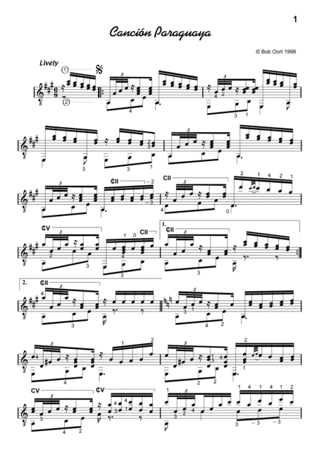 Free Sheet Music Cancin Paraguaya