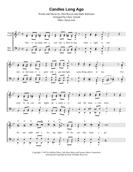 Candles Long Ago Ssaa Sheet Music