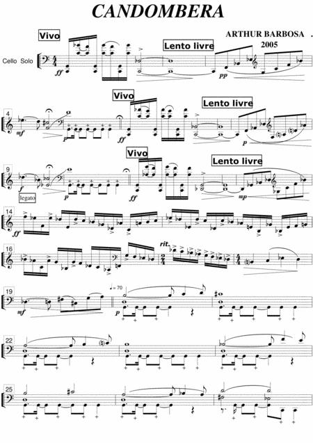 Candombera Cello Solo Piece Sheet Music