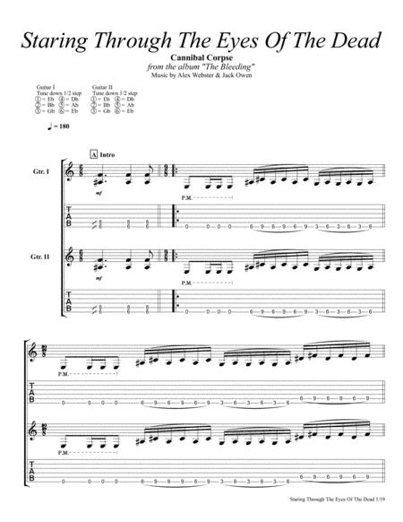 Cannibal Corpse Staring Through The Eyes Of The Dead Guitar Tab Sheet Music