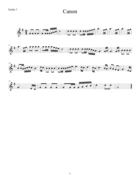 Canon Guitar Part 1 Sheet Music