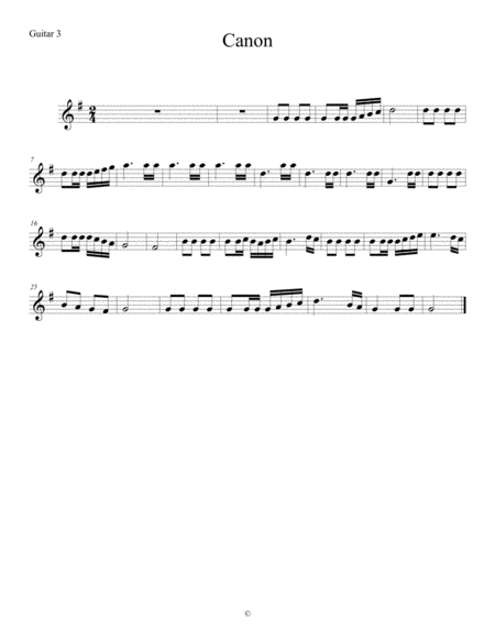 Canon Guitar Part 3 Sheet Music