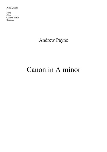 Free Sheet Music Canon In A Minor