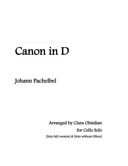 Free Sheet Music Canon In D Arr For Cello Solo