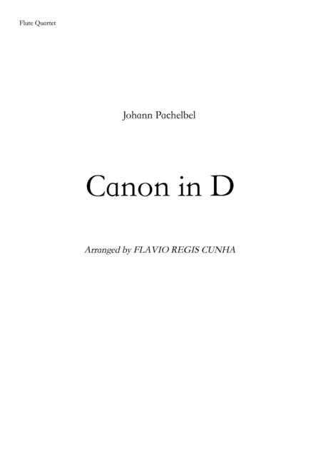 Free Sheet Music Canon In D For Flute Quartet