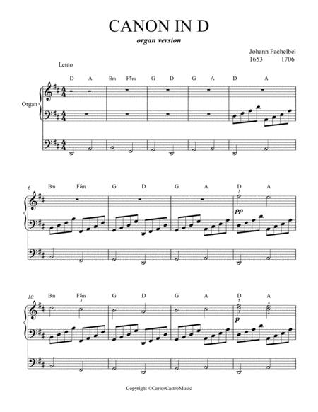 Canon In D For Organ Sheet Music