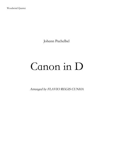 Free Sheet Music Canon In D For Woodwind Quartet