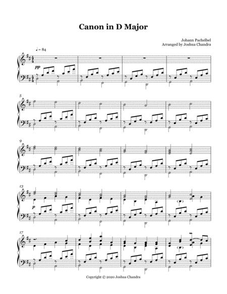 Canon In D Major Accurate Exact Piano Transcription Sheet Music