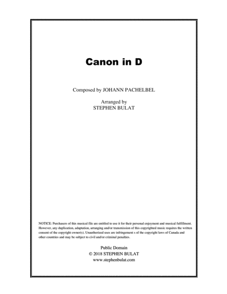 Free Sheet Music Canon In D Pachelbel Lead Sheet Key Of E