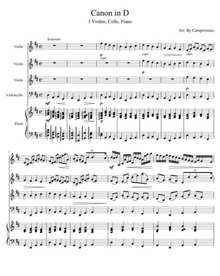 Free Sheet Music Canon In D Violin Cello Piano