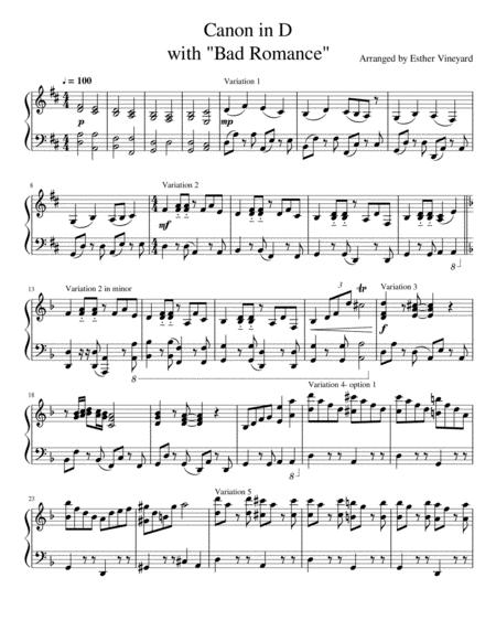 Free Sheet Music Canon In D With Bad Romance