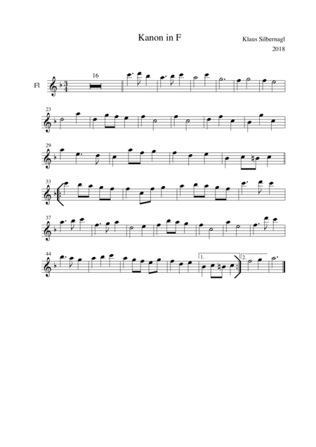 Free Sheet Music Canon In F For Strings And Flute