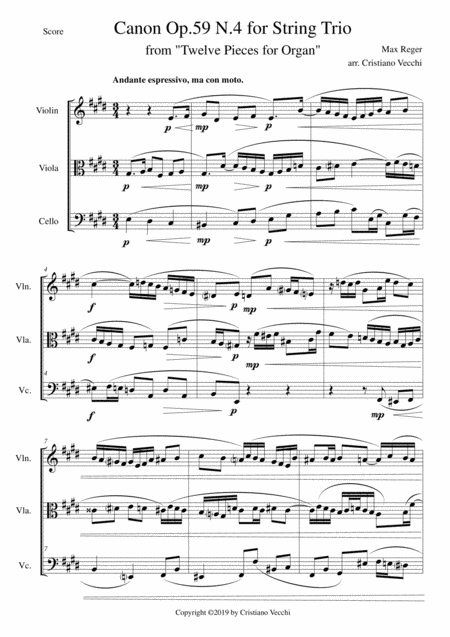 Free Sheet Music Canon Op 59 N 4 For String Trio