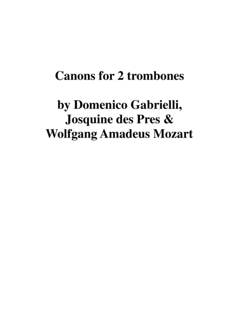 Canons For Two Trombones Sheet Music