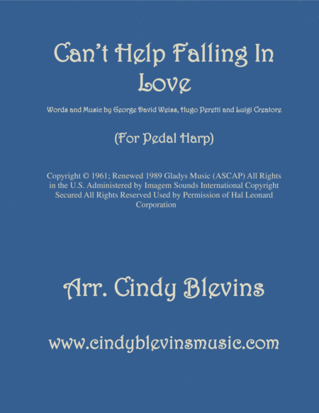 Free Sheet Music Cant Help Falling In Love Arranged For Pedal Harp