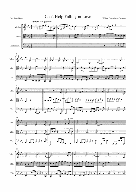 Cant Help Falling In Love By Michael Buble Arranged For String Trio Violin Viola And Cello Sheet Music