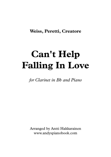 Cant Help Falling In Love Clarinet Piano Sheet Music