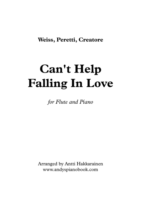 Free Sheet Music Cant Help Falling In Love Flute Piano