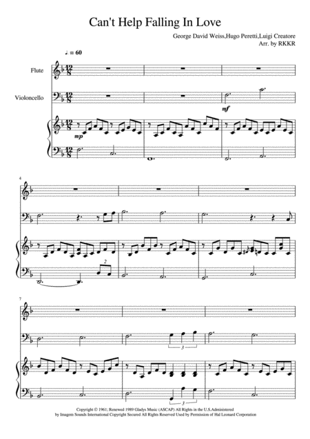 Free Sheet Music Cant Help Falling In Love Piano Trio