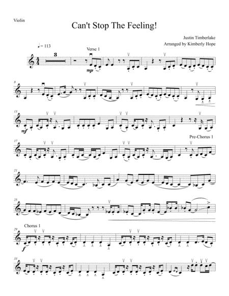 Cant Stop The Feeling By Justin Timberlake Easy Beginner Violin Solo Sheet Music