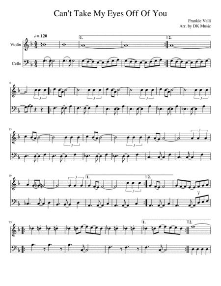 Cant Take My Eyes Off Of You Violin Cello Duet Sheet Music