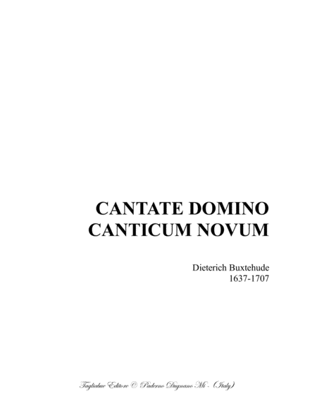 Free Sheet Music Cantate Domino Buxtehude Buxwv 12 For Ssbar Choir