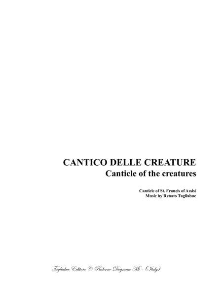 Canticle Of The Creatures Lyrics By St Francis Of Assisi Canons For Satb Choir Sheet Music