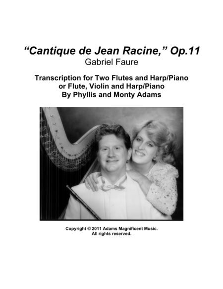 Cantique De Jean Racine Op 11 For 2 Flutes And Harp Or Flute Violin Harp Or Piano Sheet Music