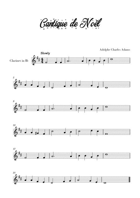 Free Sheet Music Cantique De Nol For Clarinet