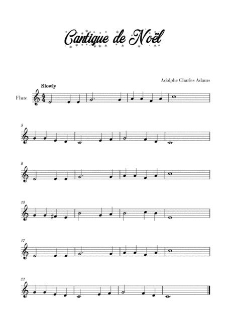 Free Sheet Music Cantique De Nol For Flute