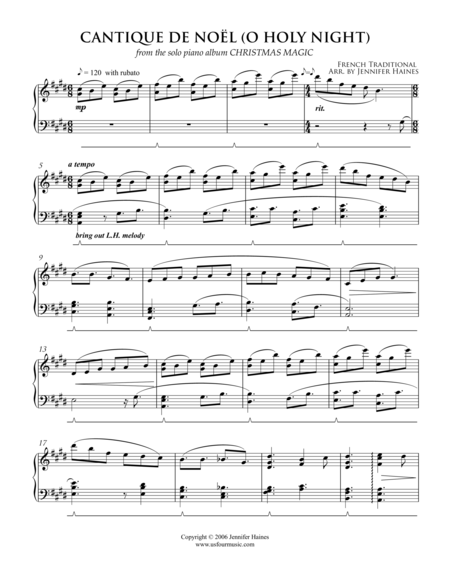 Free Sheet Music Cantique De Nol O Holy Night