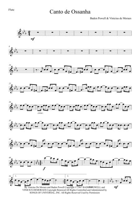 Free Sheet Music Canto De Ossanha Flute