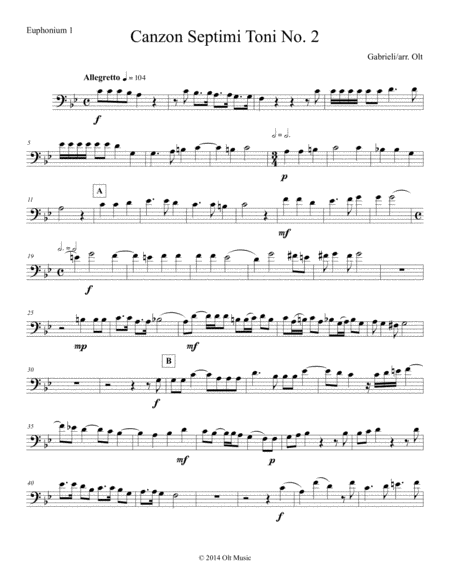 Free Sheet Music Canzon Septimi Toni No 2 For 2 Antiphonal Tuba Quartets