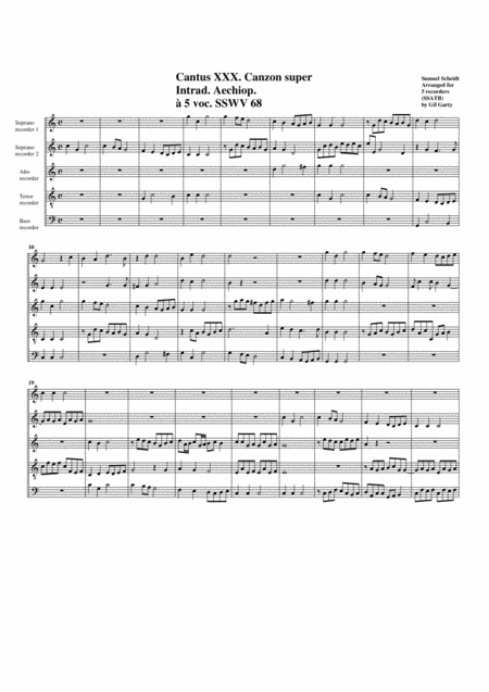 Free Sheet Music Canzon Super Intrad Aechiop Sswv 68 Arrangement For 5 Recorders