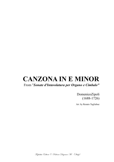 Canzona In E Minor D Zipoli Sheet Music