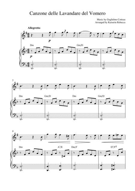 Canzone Delle Lavandare Del Vomero Soprano Saxophone Solo And Piano Accompaniment Sheet Music