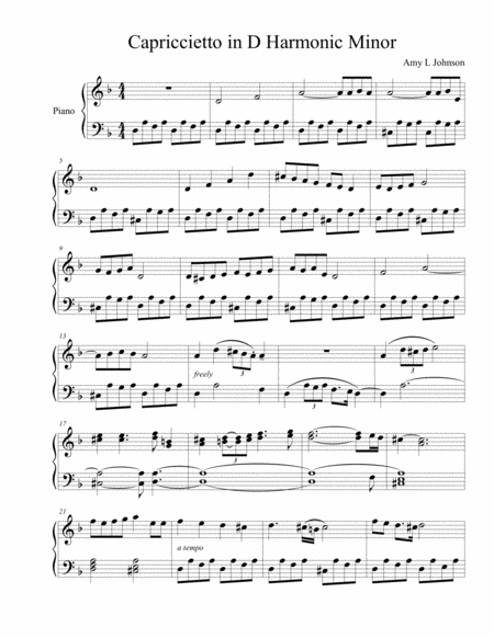 Capriccietto In D Harmonic Minor Sheet Music