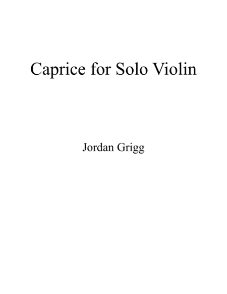 Caprice For Solo Violin Sheet Music