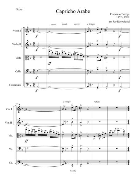 Capricho Arabe For String Orchestra Sheet Music