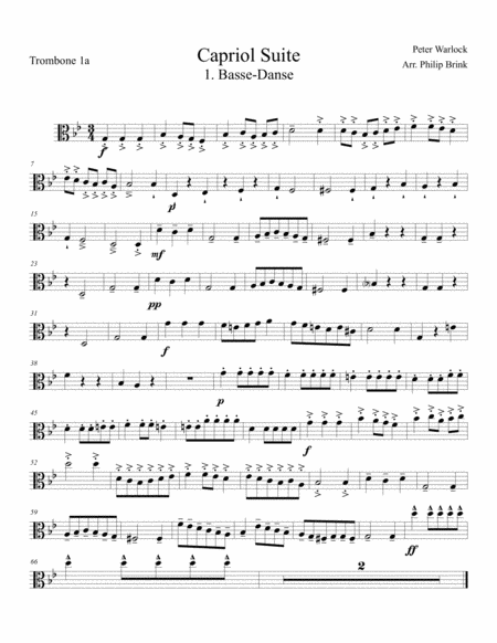 Free Sheet Music Capriol Suite Basse Danse For 8 Trombones