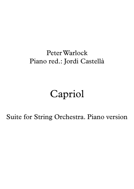 Free Sheet Music Capriol Suite Piano Version