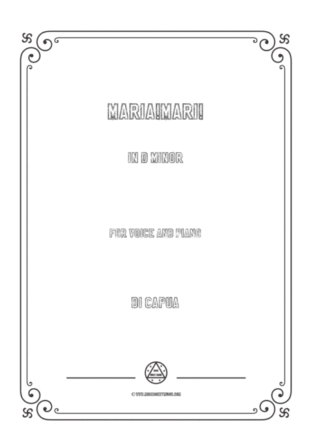 Free Sheet Music Capua Maria Mari In D Minor For Voice And Piano